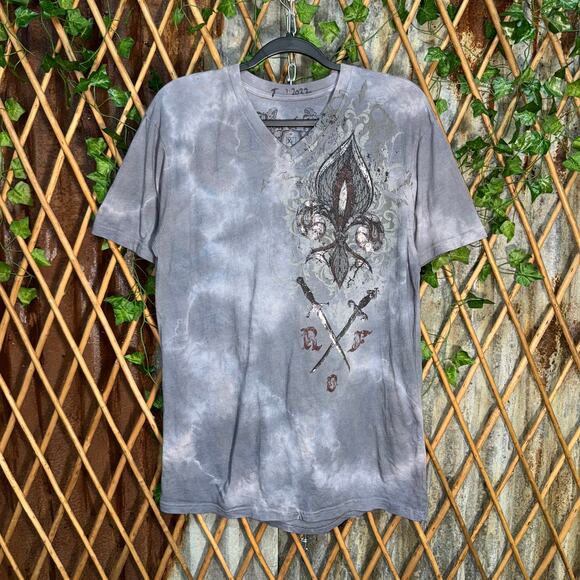 Vintage Y2K ring of fire royal 2000s swords tie-dye T-shirt - Picture 1 of 4